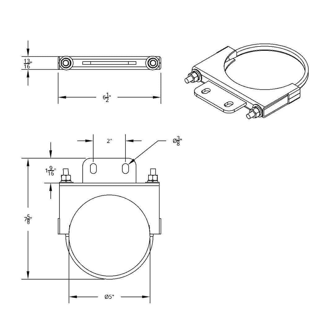 5" Chrome Cab Exhaust Clamp For Peterbilt