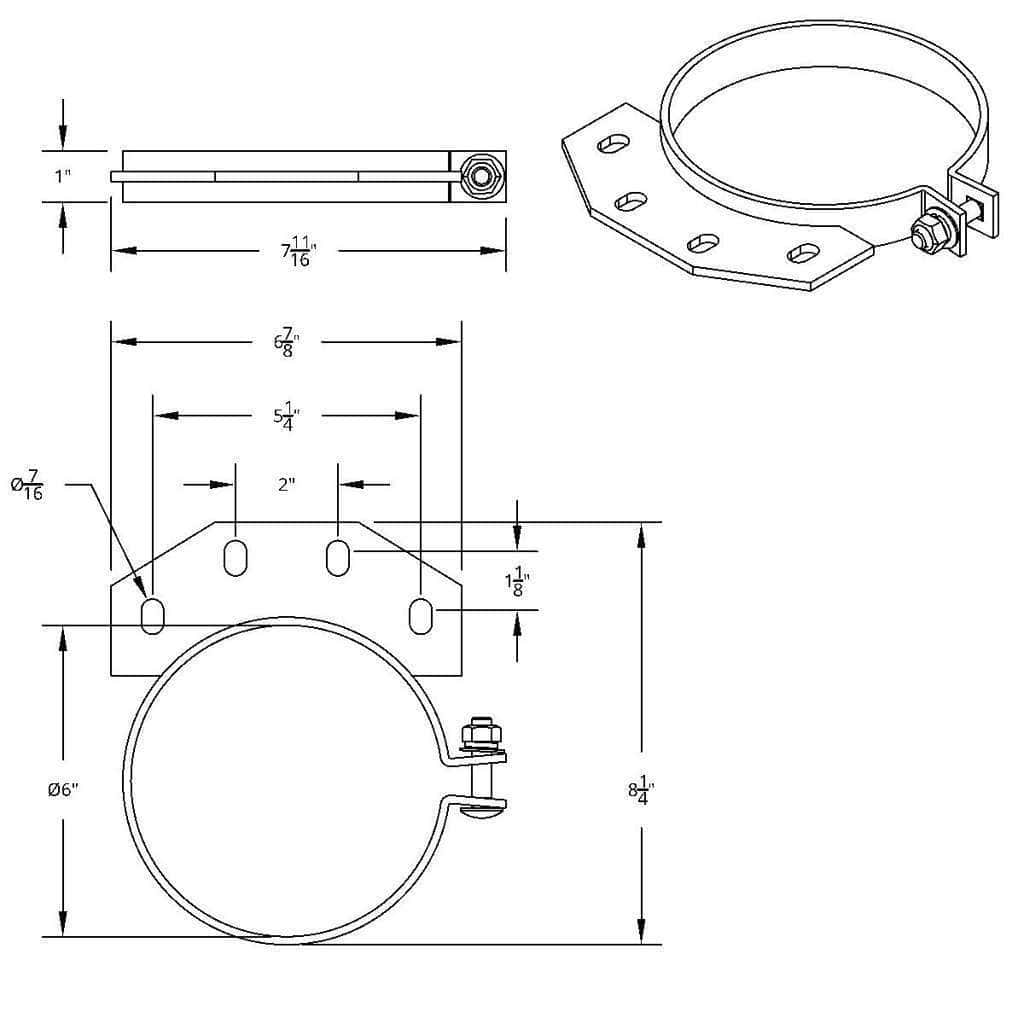 6" Chrome Exhaust Clamp For Peterbilt Ultra Cab