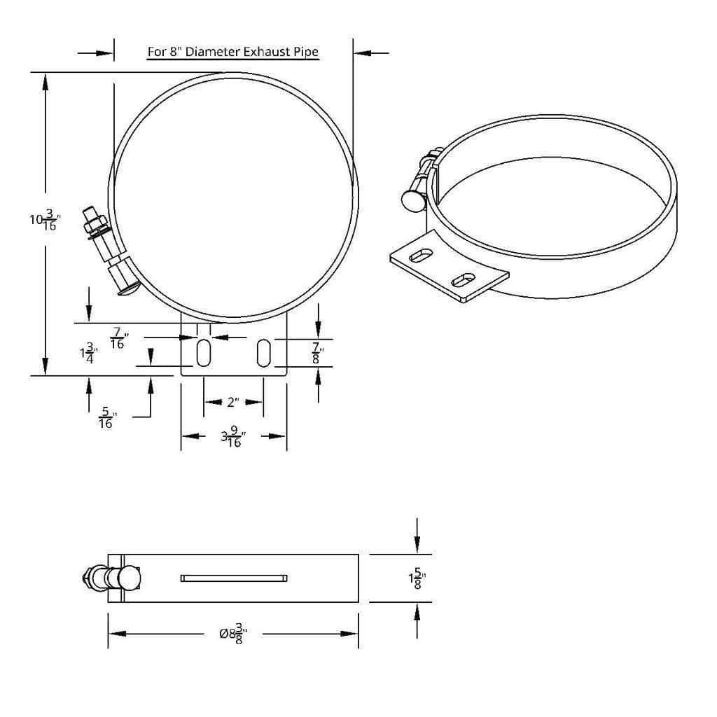8&Quot; Chrome Cab Exhaust Clamp For Peterbilt 3 8" Chrome Cab Exhaust Clamp For Peterbilt