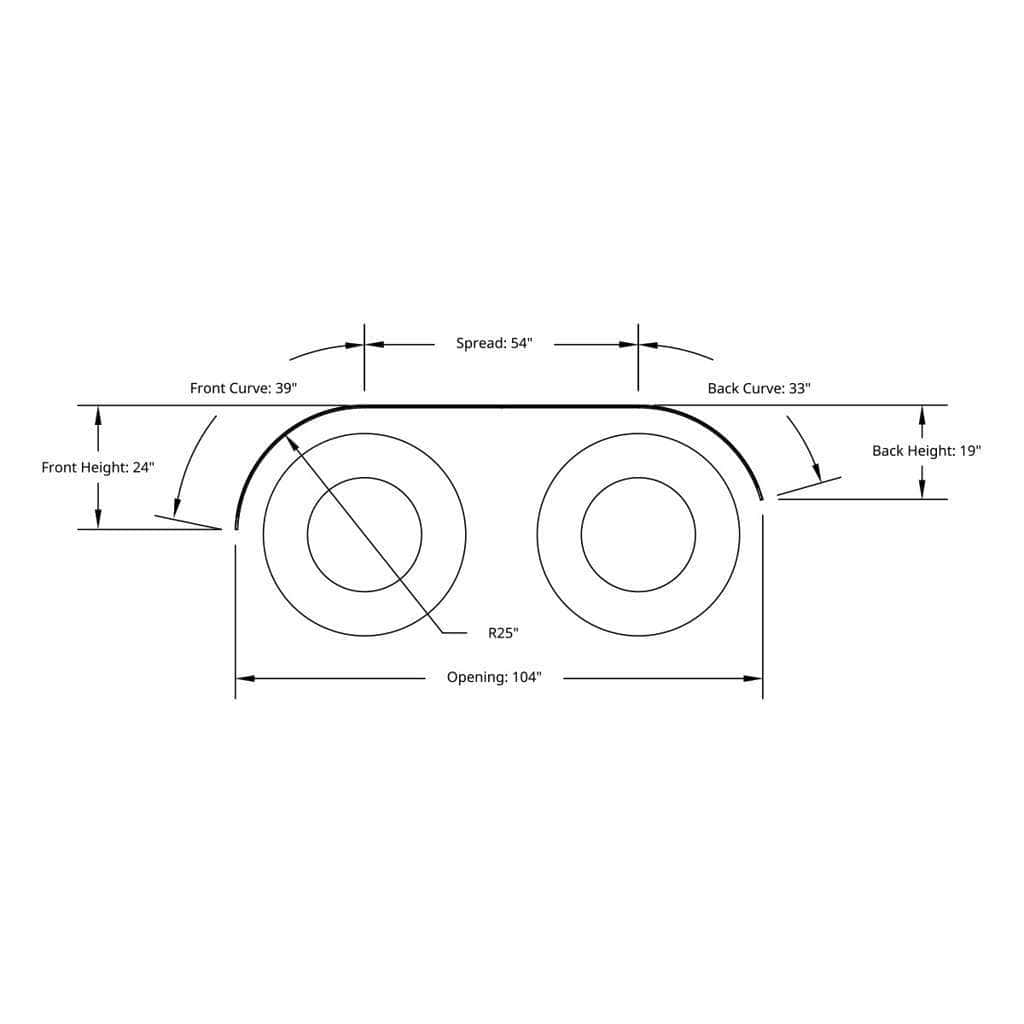 430 Stainless Steel Beaded Edge Ribbed Full Fender - Sr Series 8 126" 430 Stainless Steel (18ga) Beaded Edge Ribbed Full Fender 54" Spread - SR Series (Pair)