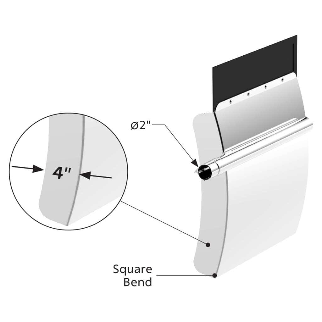 24&Quot; X 24&Quot; 430 Stainless Steel Quarter Fender With Tube Bracket Set - 4&Quot; Side Wall 6 24" X 24" 430 Stainless Steel Quarter Fender With Tube Bracket Set - 4" Side Wall