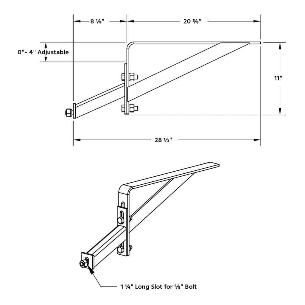 29" 430 Stainless Steel Universal Heavy Duty Full Tandem Fender Mounting Arm Kit (Pair)