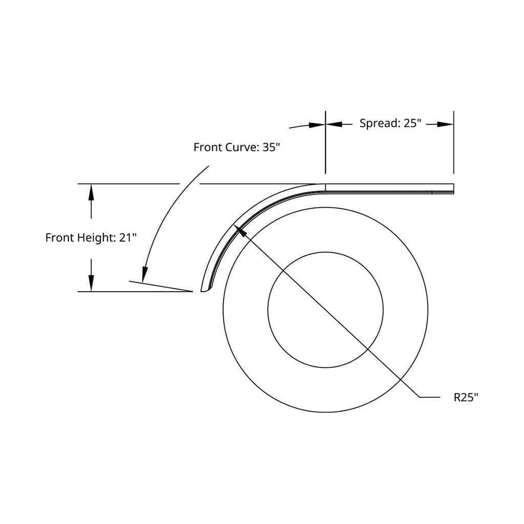 430 Stainless Steel (16Ga) Smooth Half Fender - Se Series 9 430 Stainless Steel (16ga) Smooth Half Fender - SE Series