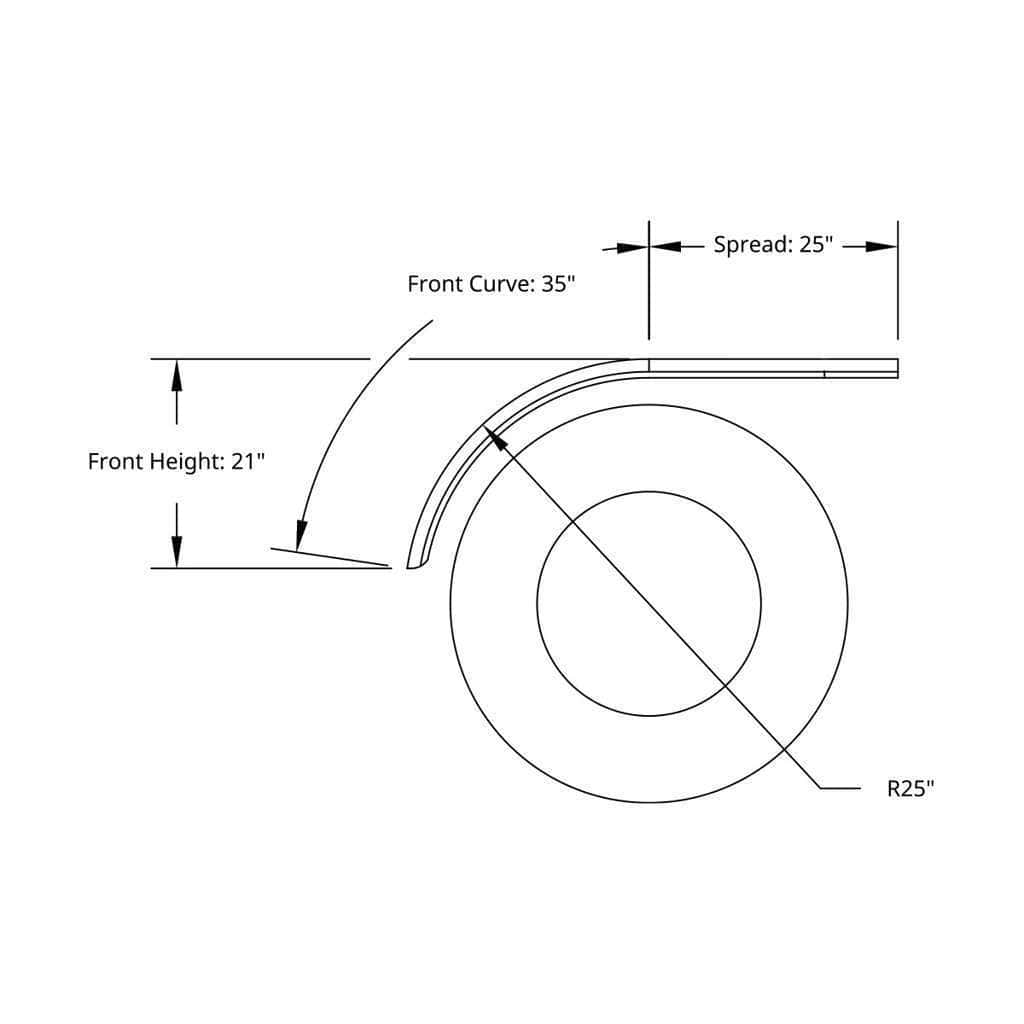 430 Stainless Steel (16Ga) Roll Formed Edge Smooth Half Fender - Ss Series 10 430 Stainless Steel (16ga) Roll Formed Edge Smooth Half Fender - SS Series