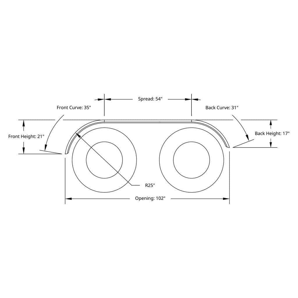 430 Stainless Steel (16Ga) Roll Formed Edge Smooth Full Fender - Ss Series 8 430 Stainless Steel (16ga) Roll Formed Edge Smooth Full Fender - SS Series