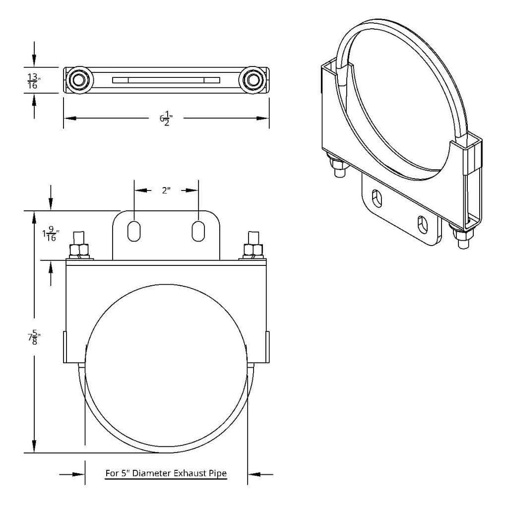 5" Stainless Cab Exhaust Clamp For Peterbilt