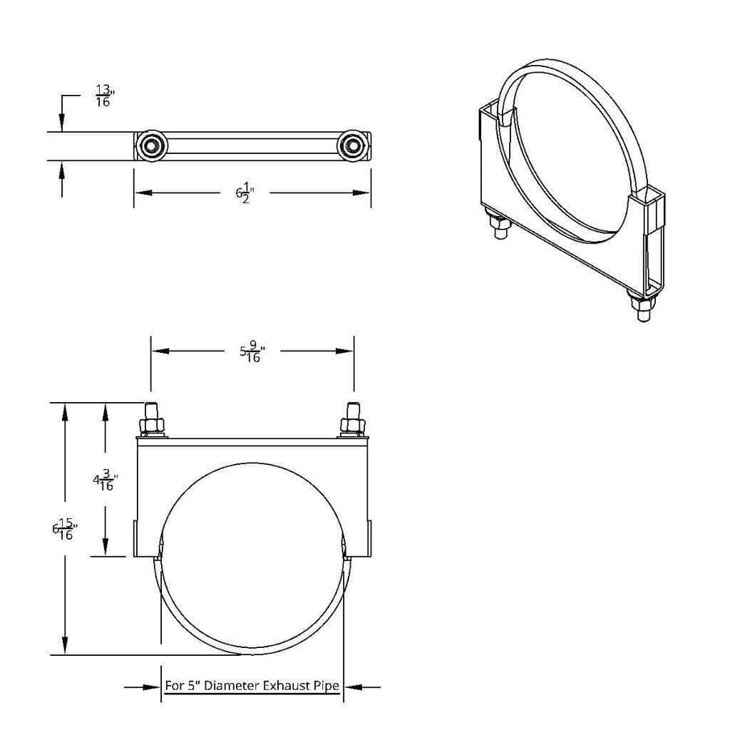 5&Quot; Stainless U-Bolt Exhaust Clamp 3 5" Stainless U-Bolt Exhaust Clamp