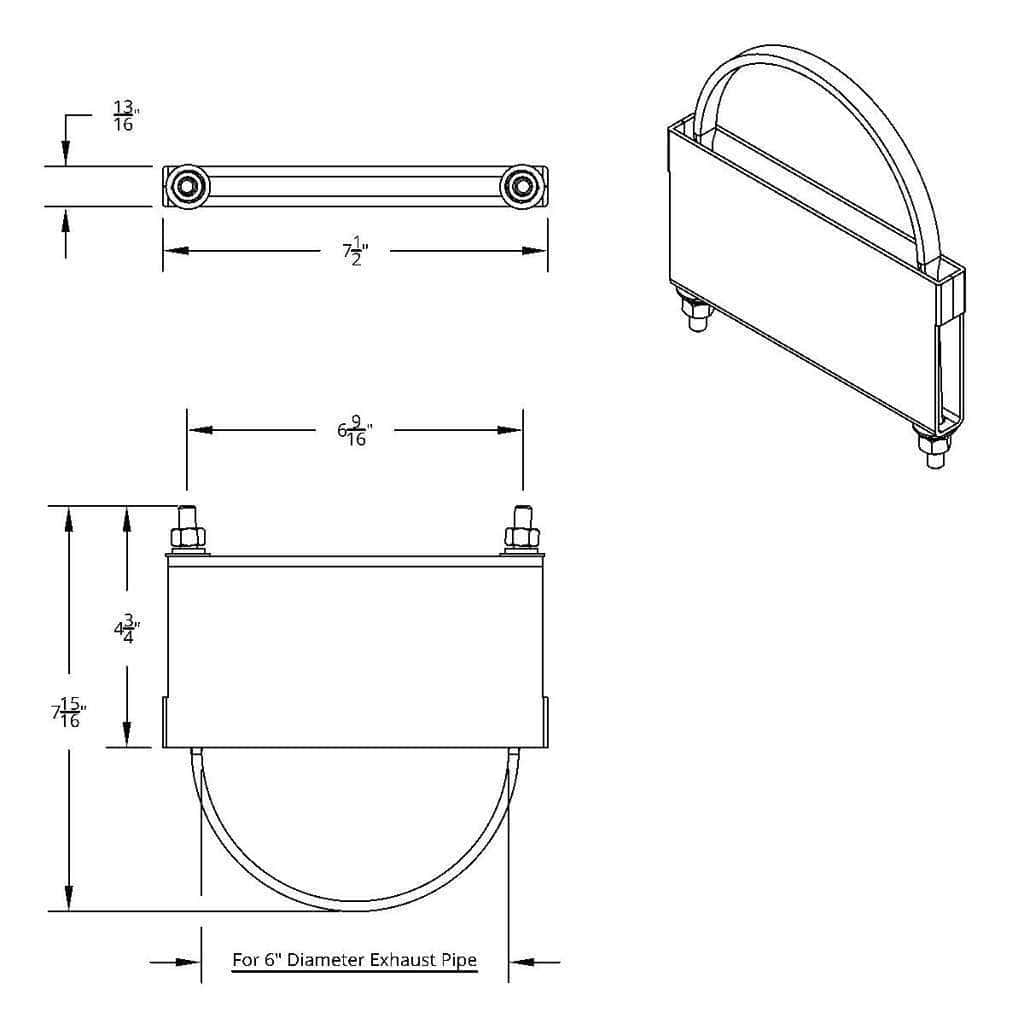 6&Quot; Stainless U-Bolt Exhaust Clamp 3 6" Stainless U-Bolt Exhaust Clamp