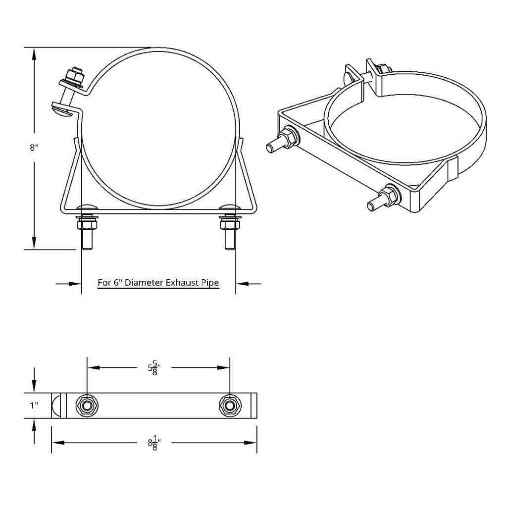 6&Quot; Stainless Exhaust Clamp For Kenworth 3 6" Stainless Exhaust Clamp For Kenworth