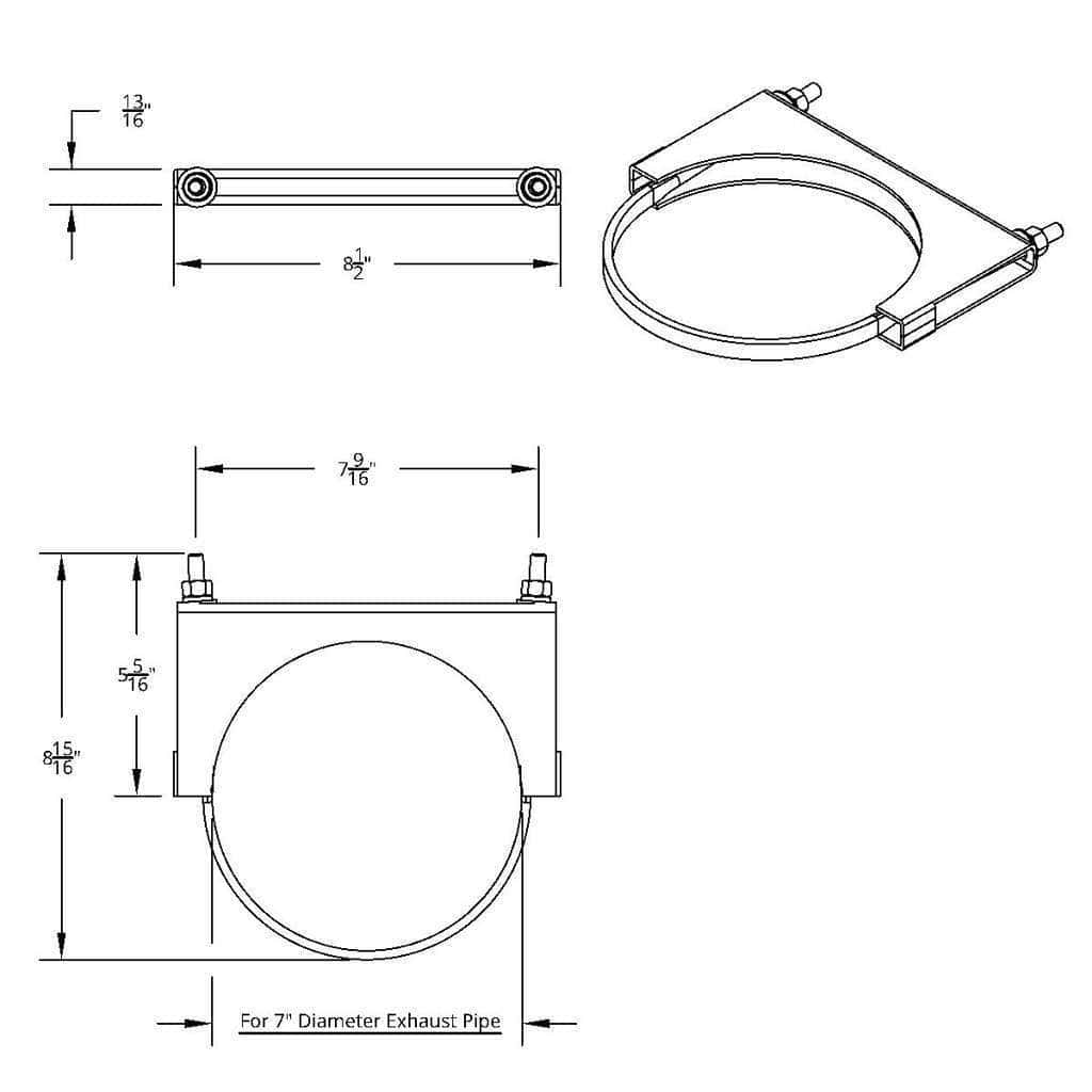 7&Quot; Stainless U-Bolt Exhaust Clamp 3 7" Stainless U-Bolt Exhaust Clamp