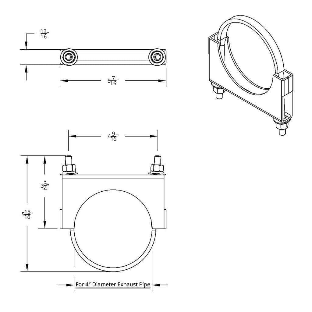 4&Quot; Stainless U-Bolt Exhaust Clamp 3 4" Stainless U-Bolt Exhaust Clamp