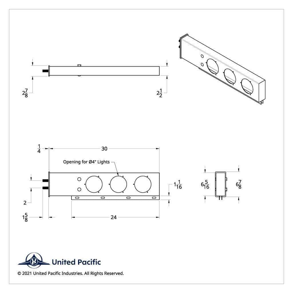2&Quot; Bolt Pattern 430 Ss Spring Loaded Light Bar With Three 4&Quot; Light Cutouts (Pair) 3 2" Bolt Pattern 430 SS Spring Loaded Light Bar With Three 4" Light Cutouts (Pair)