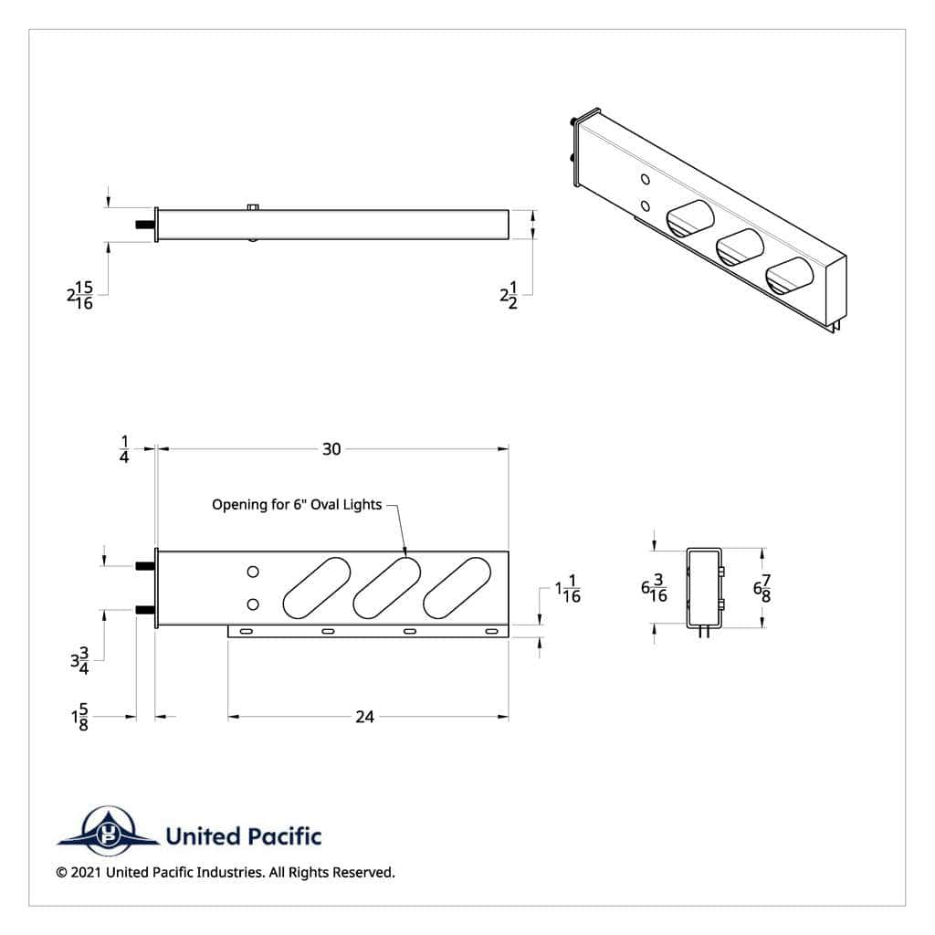 3-3/4" Bolt Pattern Stainless Spring Loaded Light Bar With 6X Oval Light Cutouts (Pair)