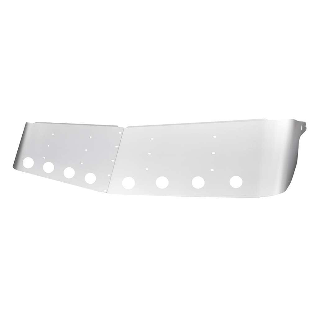 13-1/2" Stainless Curved Drop Visor With Eight 2" Light Cutouts For 1995-2006 Kenworth W900