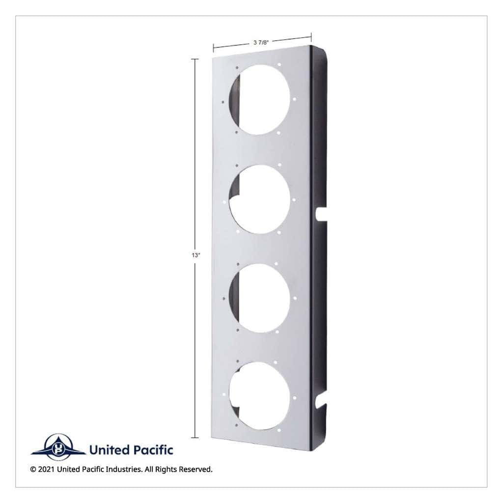 Stainless Front Air Cleaner Bracket With 8X 2" Flat Lights & Visors For Peterbilt - Amber Lens