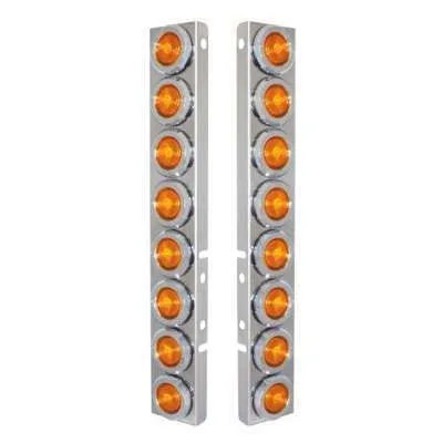 Stainless Front Air Cleaner Bracket With 16X 2" Flat Lights & Bezels For Peterbilt