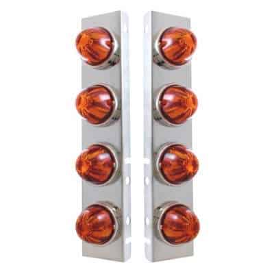 Front Air Cleaner Bracket w/8x Glass Watermelon Lights & Bezels-Dark Amber
