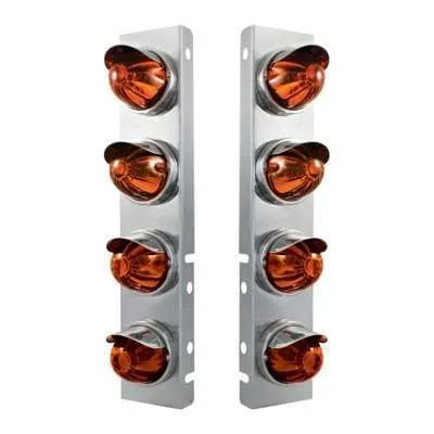 Front Air Cleaner Bracket w/8x Glass Watermelon Lights & Visors-Dark Amber