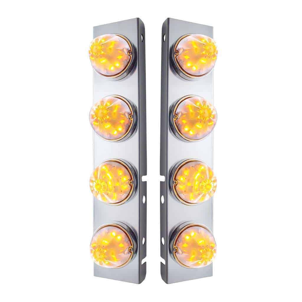 Front Air Cleaner Bracket w/17-LED Watermelon Lights & Bezels-Amber/Clear