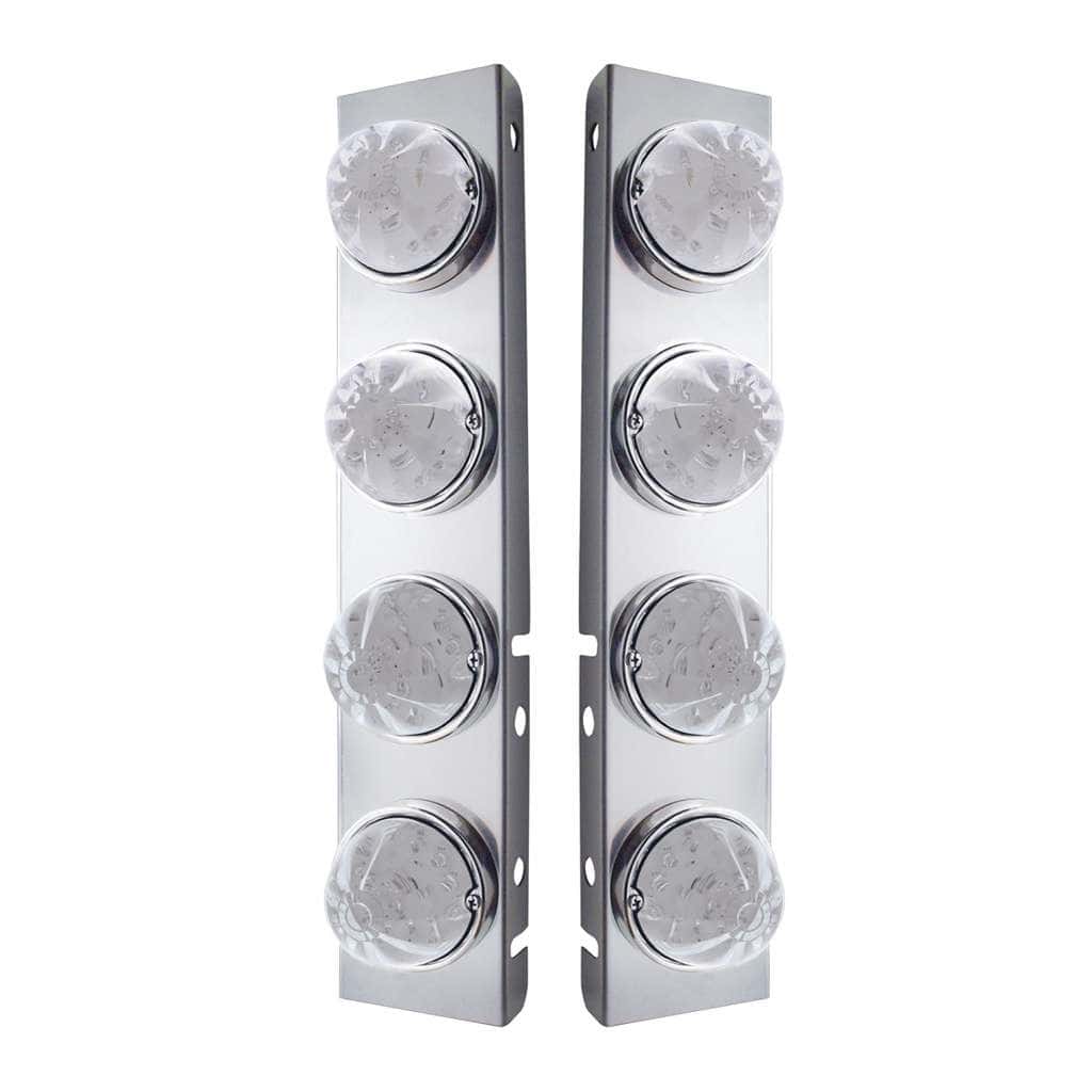 Front Air Cleaner Bracket w/17-LED Watermelon Lights & Bezels-Amber/Clear