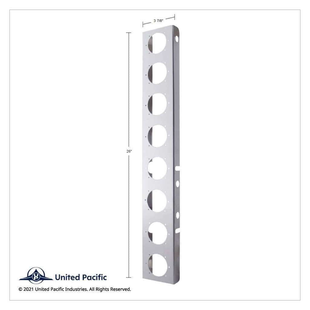 SS Front Air Cleaner Bracket With 16X 9 LED 2" Reflector Lights & Bezels For Peterbilt-Amber LED & Lens