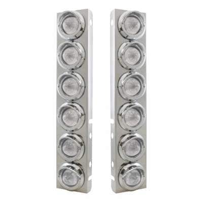 Ss Front Air Cleaner Bracket With 12X 9 Led 2&Quot; Beehive Lights &Amp; Visors For Peterbilt-Amber Led/Clear Lens 1 SS Front Air Cleaner Bracket With 12X 9 LED 2" Beehive Lights & Visors For Peterbilt-Amber LED/Clear Lens