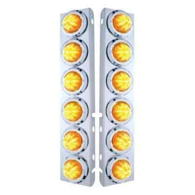 Ss Front Air Cleaner Bracket With 12X 9 Led 2&Quot; Beehive Lights &Amp; Bezels For Peterbilt-Amber Led &Amp; Lens 1 SS Front Air Cleaner Bracket With 12X 9 LED 2" Beehive Lights & Bezels For Peterbilt-Amber LED & Lens
