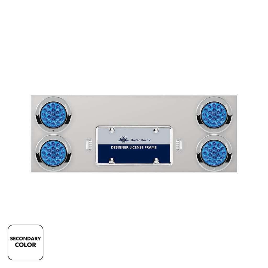 33-3/4&Quot; Ss Rear Center Panel With 4X 19 Led 4&Quot; Double Fury Lights &Amp; Visors-Red &Amp; Blue Led 3 33-3/4" SS Rear Center Panel With 4X 19 LED 4" Double Fury Lights & Visors-Red & Blue LED