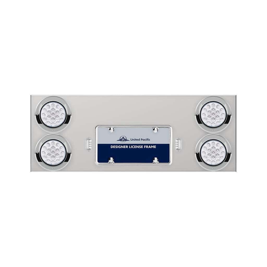 33-3/4&Quot; Ss Rear Center Panel With 4X 19 Led 4&Quot; Double Fury Lights &Amp; Visors-Red &Amp; Blue Led 4 33-3/4" SS Rear Center Panel With 4X 19 LED 4" Double Fury Lights & Visors-Red & Blue LED