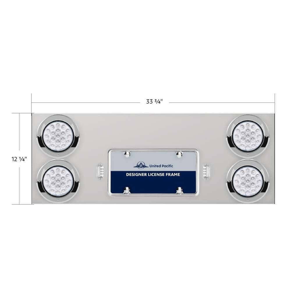 33-3/4&Quot; Ss Rear Center Panel With 4X 19 Led 4&Quot; Double Fury Lights &Amp; Visors-Red &Amp; Blue Led 6 33-3/4" SS Rear Center Panel With 4X 19 LED 4" Double Fury Lights & Visors-Red & Blue LED