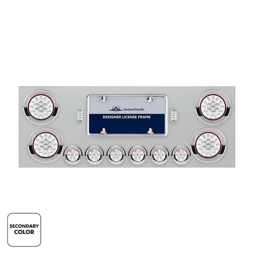 Ss Rear Center Panel W/Led Double Fury Lights &Amp; Visors-Red &Amp; White 3 SS Rear Center Panel With 4X 19 LED 4" & 6X 7 LED 2" Double Fury Lights & Visors-Red & White LED