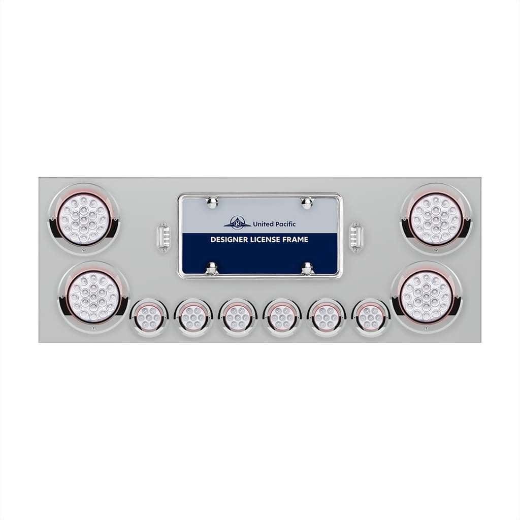 Ss Rear Center Panel W/Led Double Fury Lights &Amp; Visors-Red &Amp; White 4 SS Rear Center Panel With 4X 19 LED 4" & 6X 7 LED 2" Double Fury Lights & Visors-Red & White LED