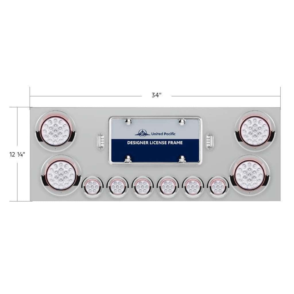 Ss Rear Center Panel W/Led Double Fury Lights &Amp; Visors-Red &Amp; White 6 SS Rear Center Panel With 4X 19 LED 4" & 6X 7 LED 2" Double Fury Lights & Visors-Red & White LED