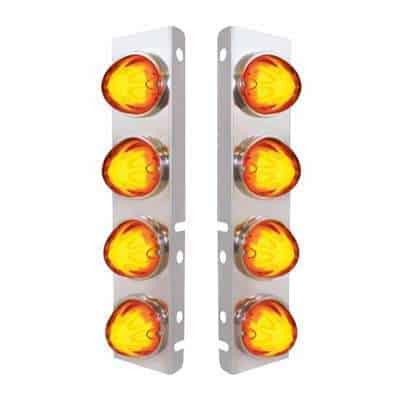 SS Front Air Cleaner Bracket With 8X 9 Amber LED Watermelon GloLight For PB Trucks -Amber Lens