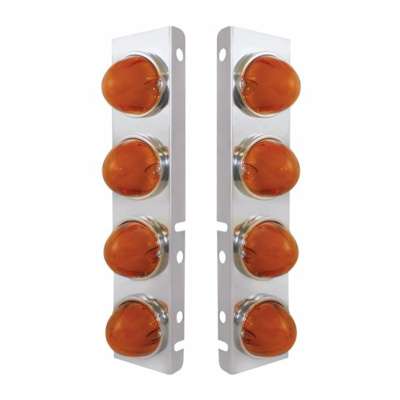 SS Front Air Cleaner Bracket With 8X 9 Amber LED Watermelon GloLight For PB Trucks -Amber Lens