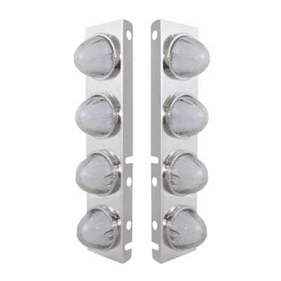 SS Front Air Cleaner Bracket With 8X 9 Amber LED Watermelon GloLight & Bezels For Peterbilt-Clear Lens