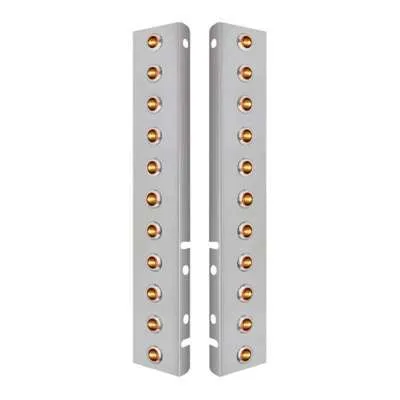 SS Front Air Cleaner Bracket With 22X 3 Amber LED 3/4" Mini Lights & SS Bezels For Peterbilt-Amber Lens