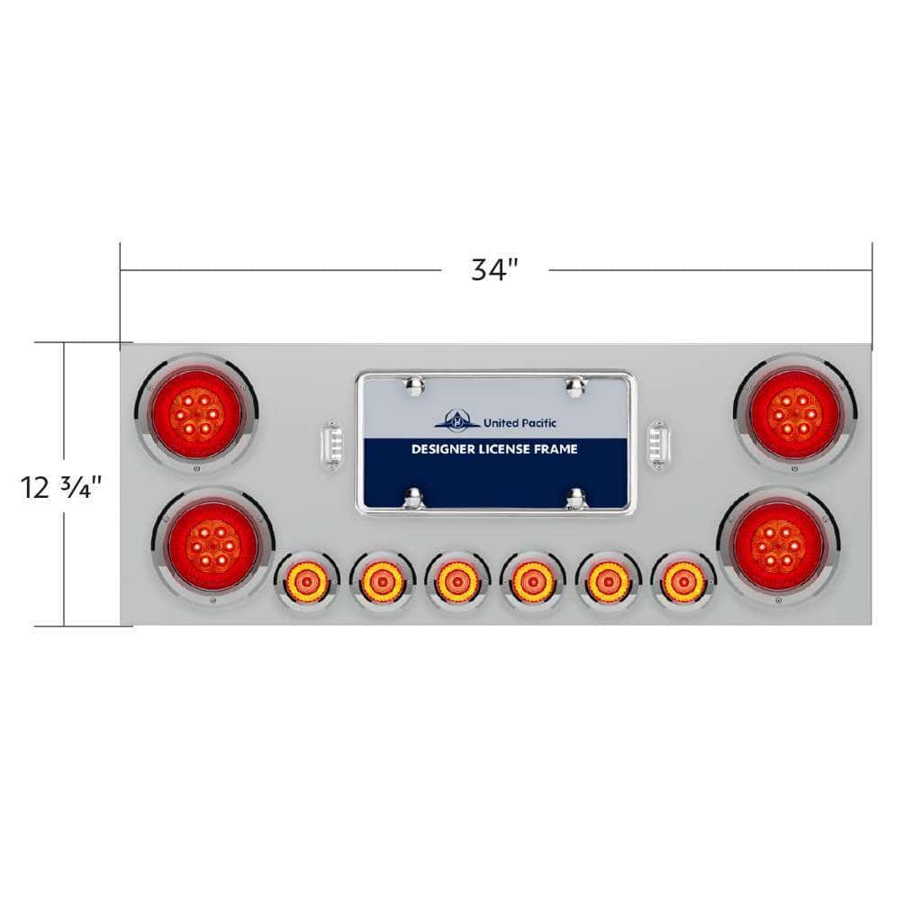 Rear Center Panel W/16-Led 4&Quot; Turbine Lights &Amp; 7-Led 2&Quot; Lights &Amp; Bezels-Red 4 SS Rear Center Panel With Four 16 LED 4" Turbine Light & Six 7 LED 2" Lights & Bezels-Red LED/Red Lens