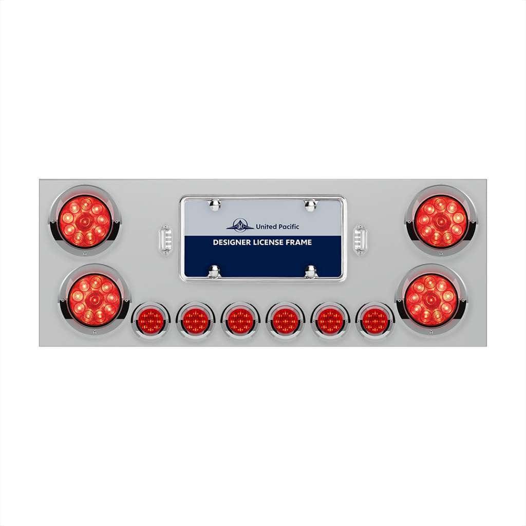 SS Rear Center Panel With 4X 10 LED 4" Lights & 6X 9 LED 2" Lights & Visors