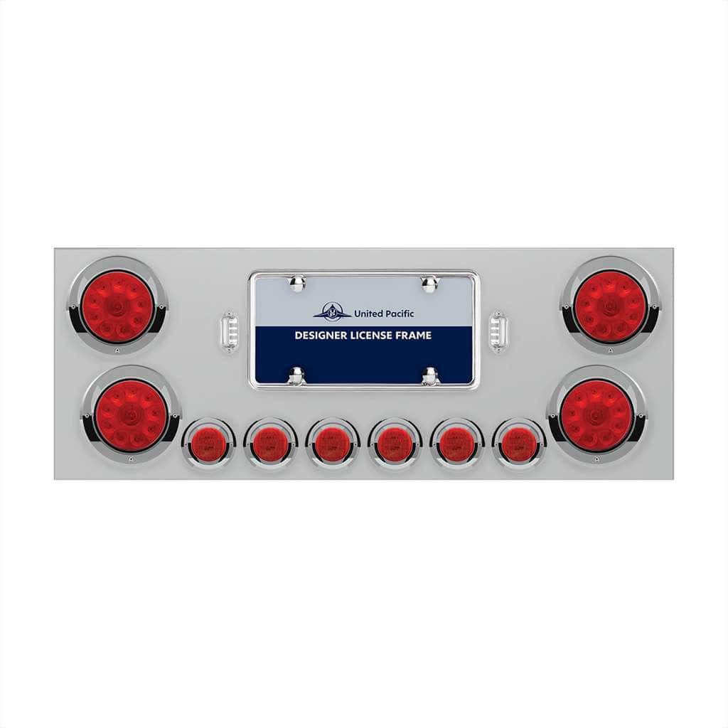SS Rear Center Panel With 4X 10 LED 4" Lights & 6X 9 LED 2" Lights & Visors