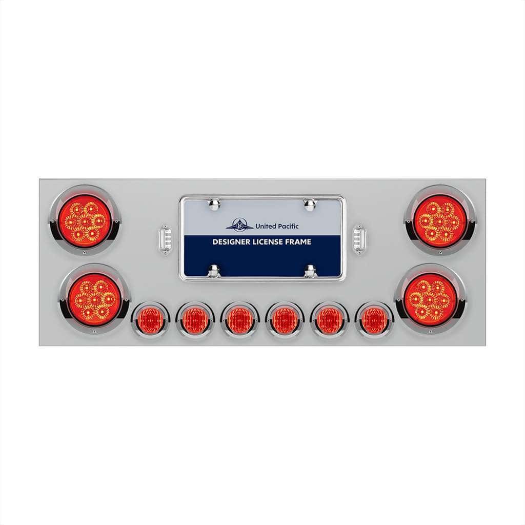 Rear Center Panel W/7-Led 4&Quot; Reflector Lights &Amp; 9-Led 2&Quot; Lights &Amp; Visors 3 SS Rear Center Panel With 4X 7 LED 4" Reflector Lights & 6X 9 LED 2" Lights & Visors