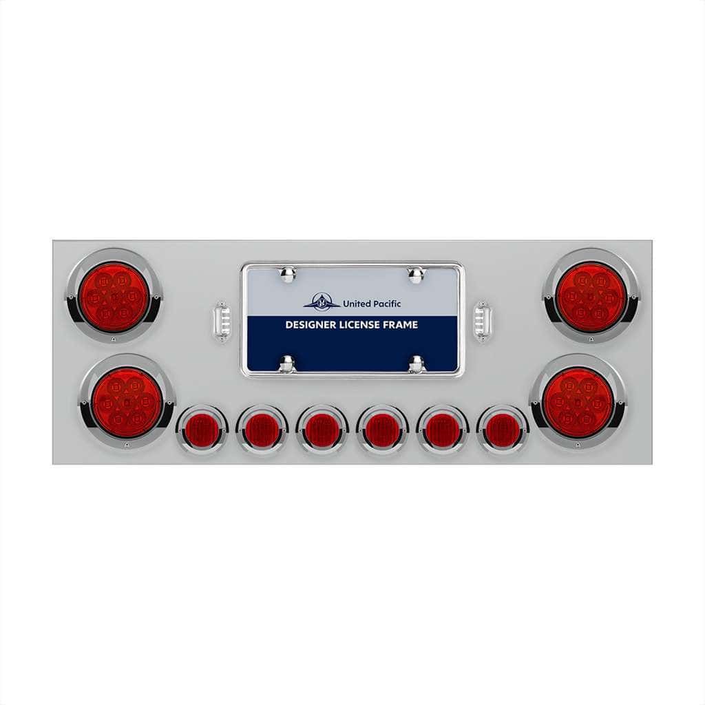 Rear Center Panel W/7-Led 4&Quot; Reflector Lights &Amp; 9-Led 2&Quot; Lights &Amp; Visors 4 SS Rear Center Panel With 4X 7 LED 4" Reflector Lights & 6X 9 LED 2" Lights & Visors