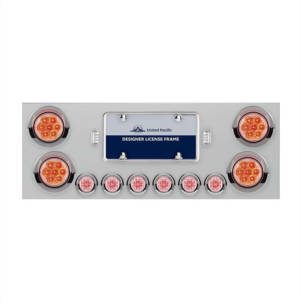 SS Rear Center Panel With 4X 7 LED 4" Reflector Lights & 6X 9 LED 2" Lights & Visors