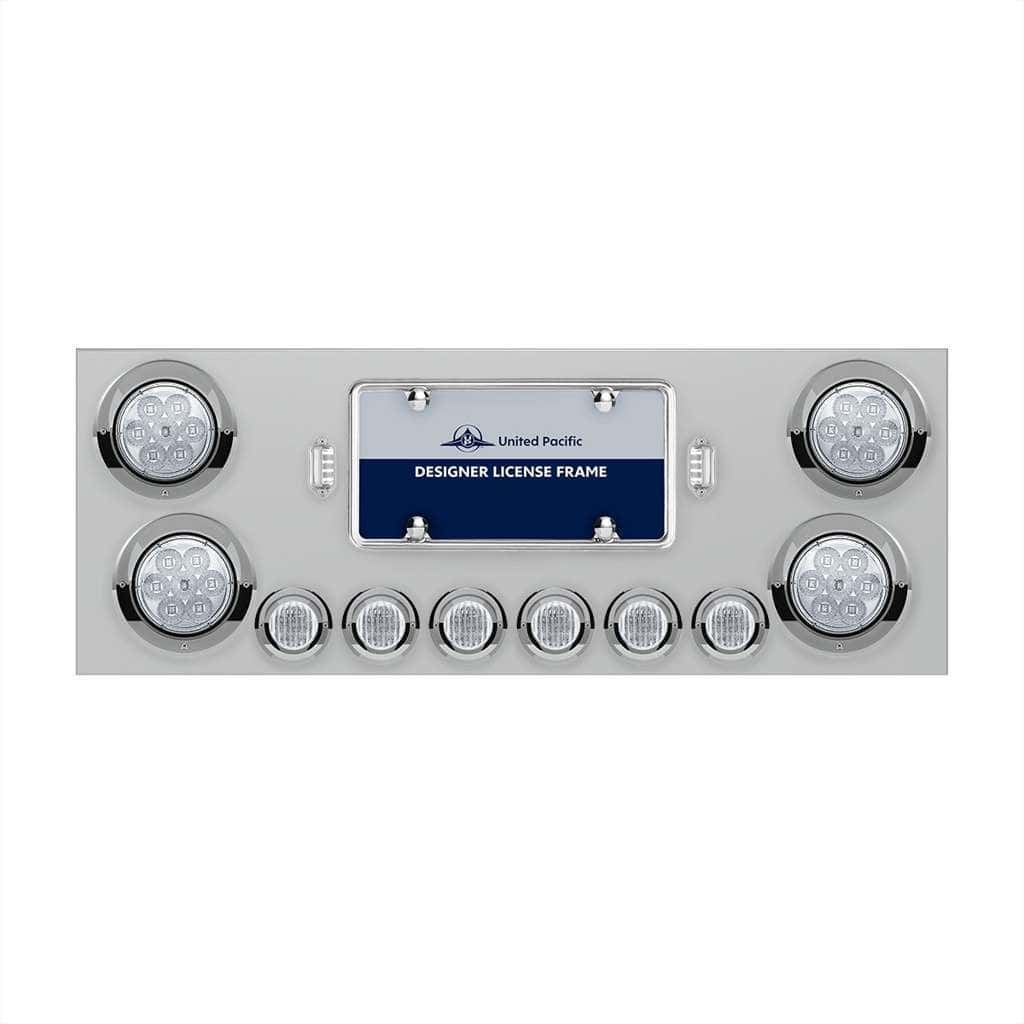 SS Rear Center Panel With 4X 7 LED 4" Reflector Lights & 6X 9 LED 2" Lights & Visors
