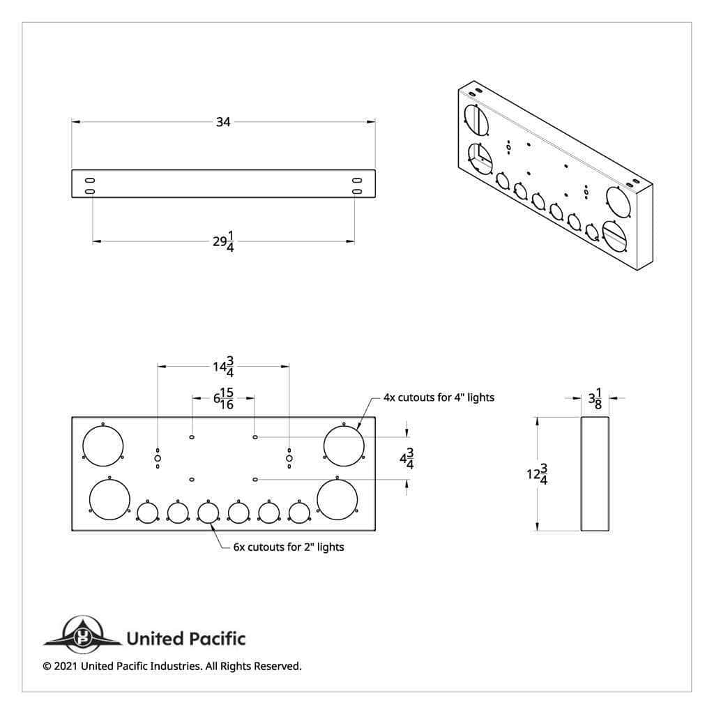 Rear Center Panel W/4X 7-Led 4&Quot; Reflector Lights &Amp; 6X 9-Led 2&Quot; Lights 6 SS Rear Center Panel With 4X 7 LED 4" Reflector Lights & 6X 9 LED 2" Lights