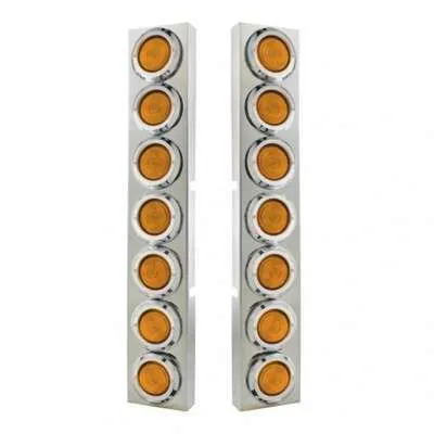 Kenworth SS Front Air Cleaner Bracket w/14x 2" Flat Lights & Bezels-Amber