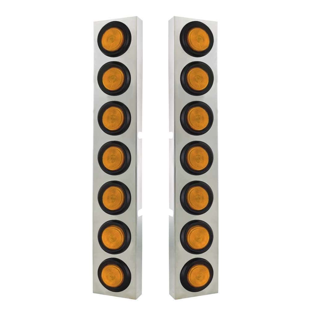 Kenworth SS Front Air Cleaner Bracket w/14x 2" Flat Lights & Grommets-Amber