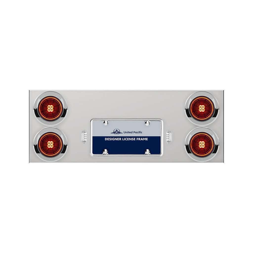 33-3/4" Stainless Rear Center Panel With 4X 13 LED 4" Abyss Lights & Visors
