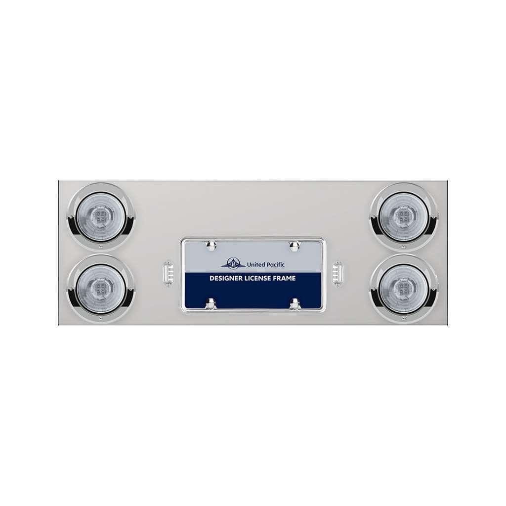 33-3/4" Stainless Rear Center Panel With 4X 13 LED 4" Abyss Lights & Visors