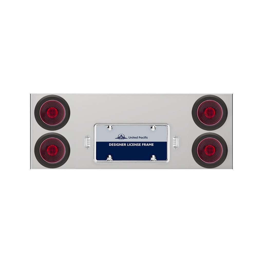 33-3/4" Stainless Rear Center Panel With 4X 13 LED 4" Abyss Lights & Grommets